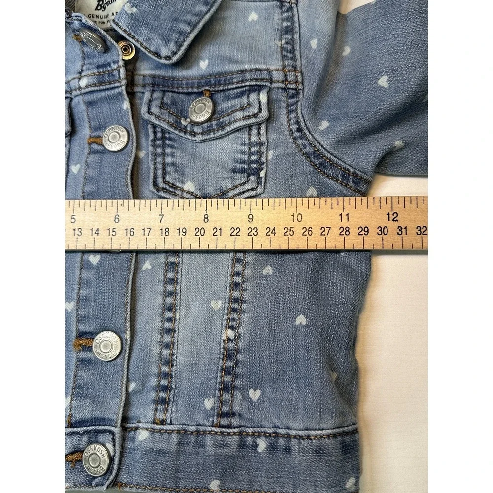 OshKosh B'gosh Little Girls Denim Jacket Size 3T  Blue Dainty Hearts Snap Front
